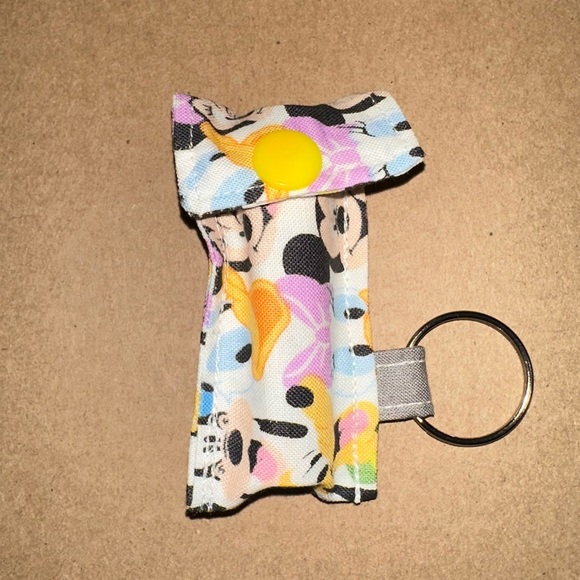 Handmade lip balm holder keychain- Mickey and friends print - Picture 1 of 4